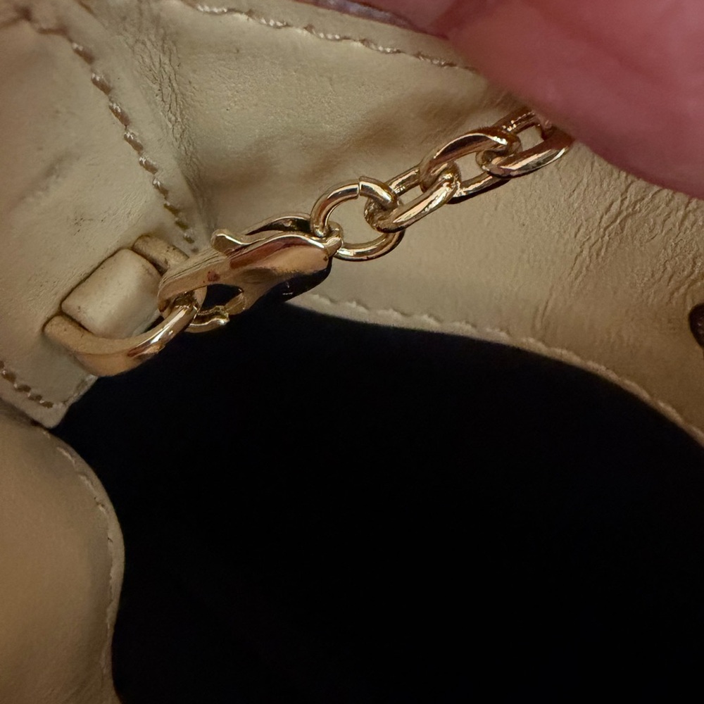 CAFUNÉ CAMBER NWT Sling Mini Bag Purse Brown Beige Gold Chain Strap - Picture 7 of 10